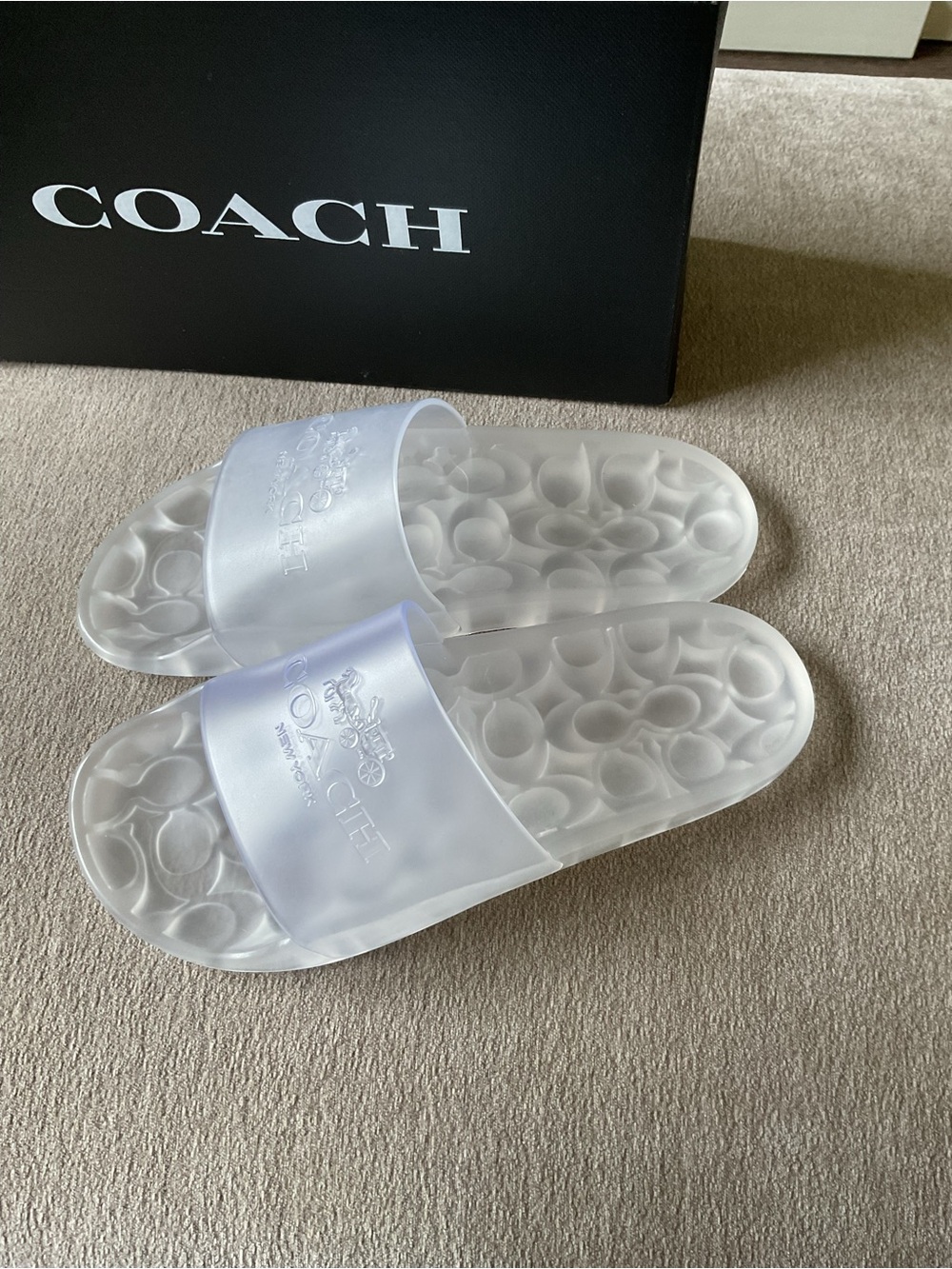 Coach Translucent White Logo Slide Sandals - Picture 5 of 7